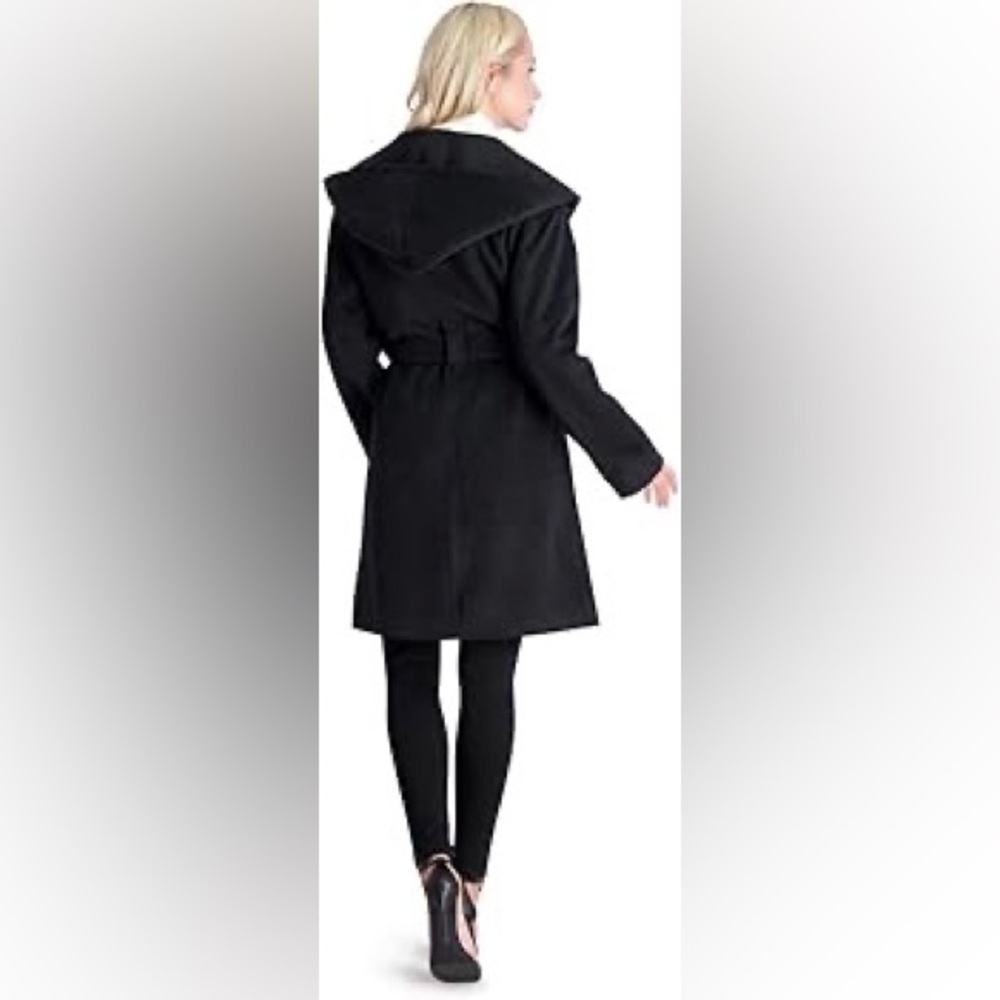 New Avec Les Filles Black Double Breasted Hooded Robe Coat Size XL Anthropologie - Picture 2 of 15